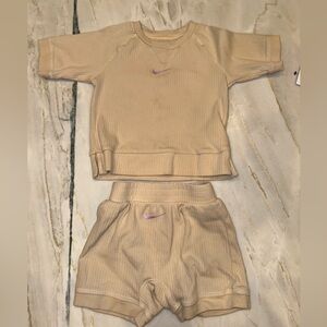 Nike Tan Kids Set with Pink Logo